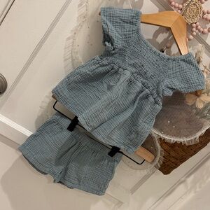 Light Blue Gauze Two-Piece Toddler Set